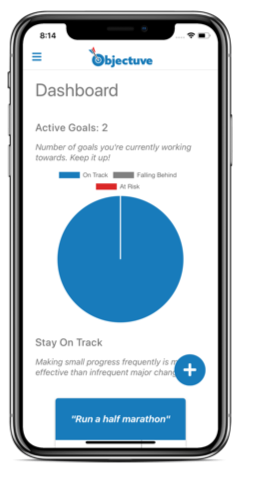 Objectuve dashboard showing goal progress and momentum tracking